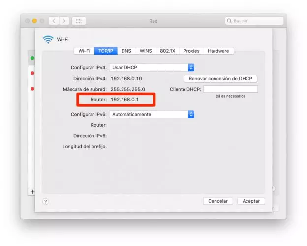 Comprobar dirección IP de un router en Mac