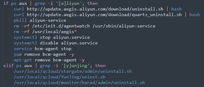 script de bash para eliminar la protección de aliyun en Docker