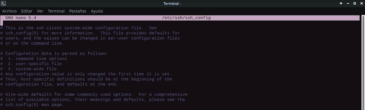 archivo ssh_config para OpenSSH