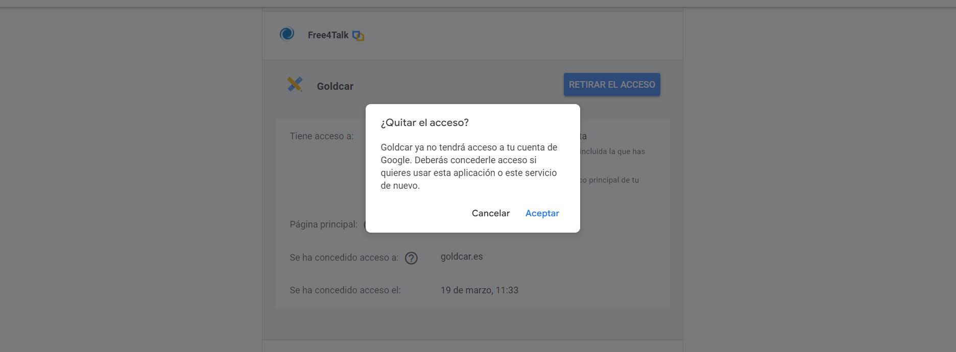 Quitar acceso a una cuenta de Google