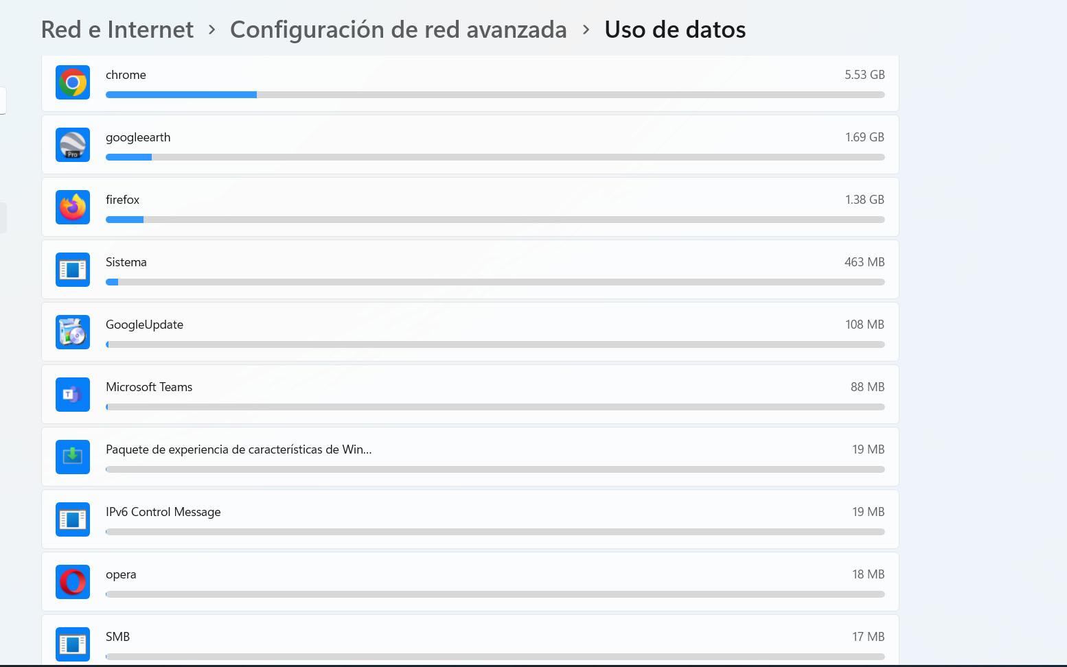 Ver el consumo de programas en Windows