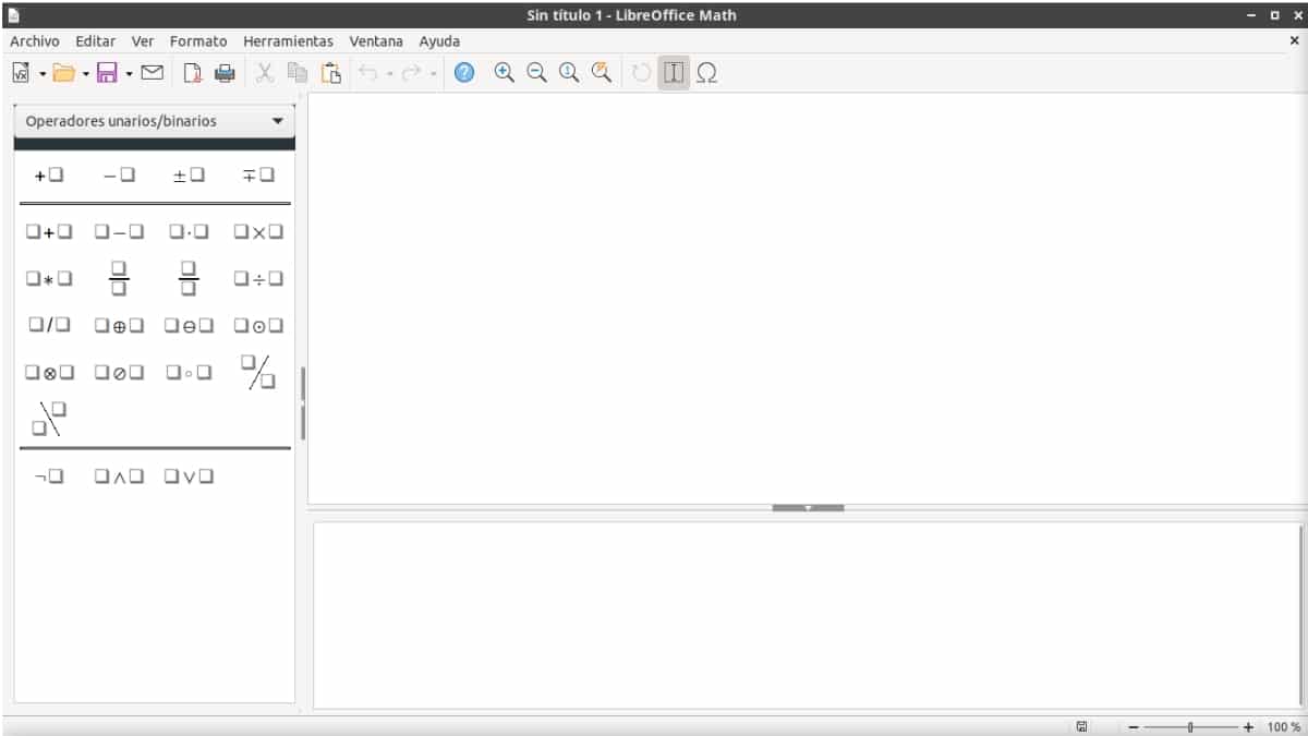 Interfaz visual de LibreOffice Math