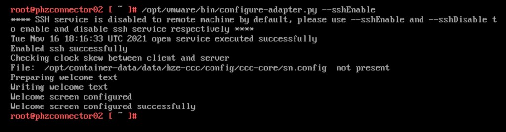 horizon cloud connector ssh enable