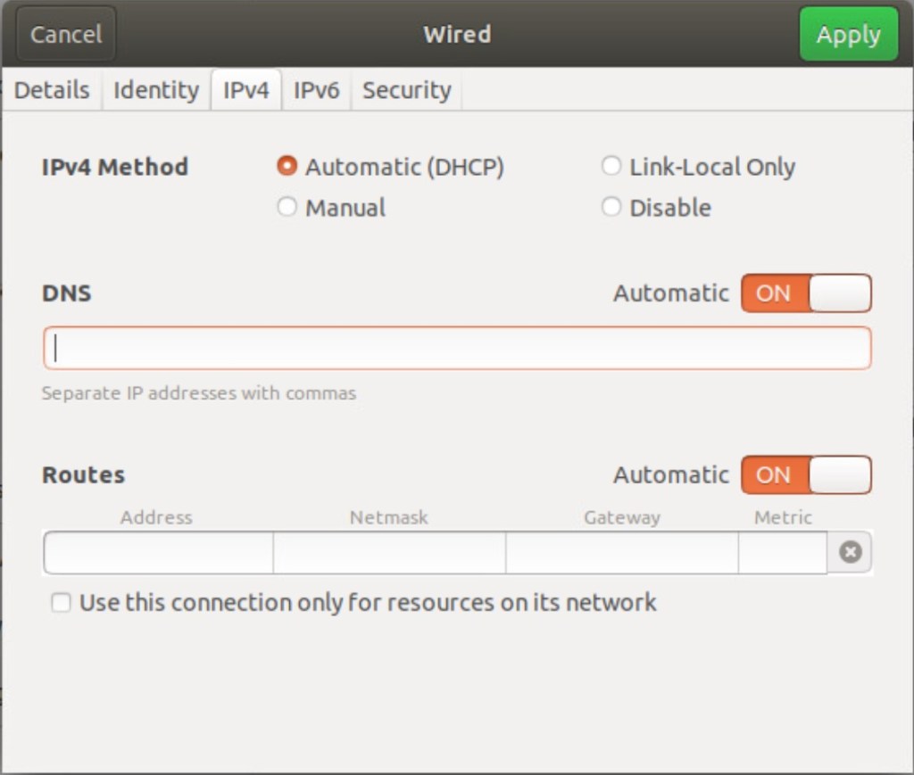 Configuración de red Ubuntu 