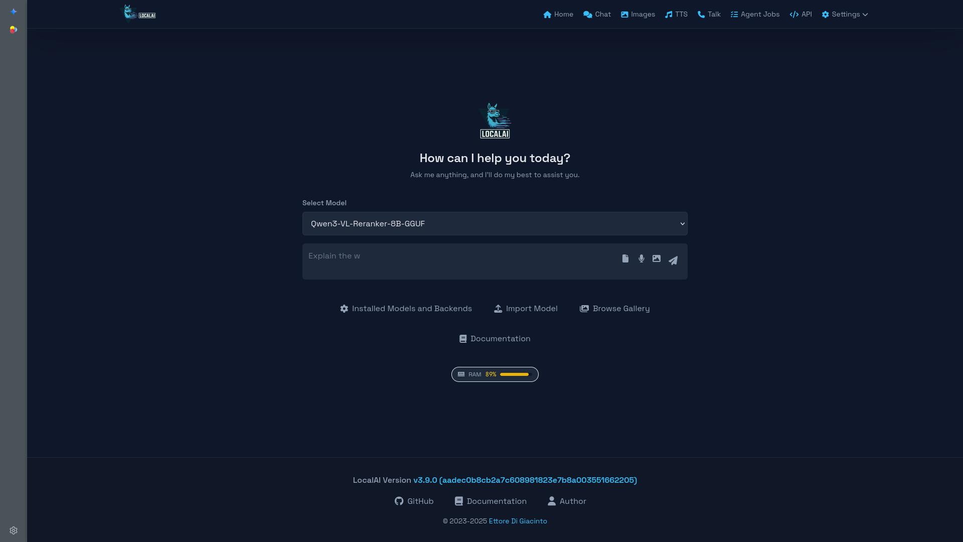 LocalAI: Pantallazo 1